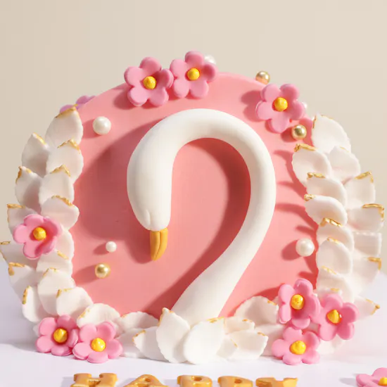Floward Swan Grace Happy Birthday Cake