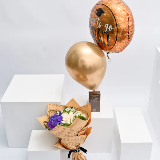 Gucci Guilty Absolute with Blooms Bouquet & Graduation Balloons
