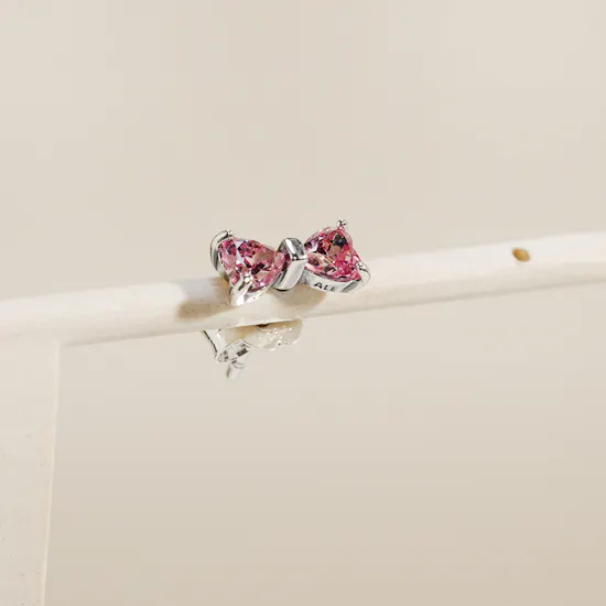 Pandora Bow Silver Necklace and Earrings Women's Set