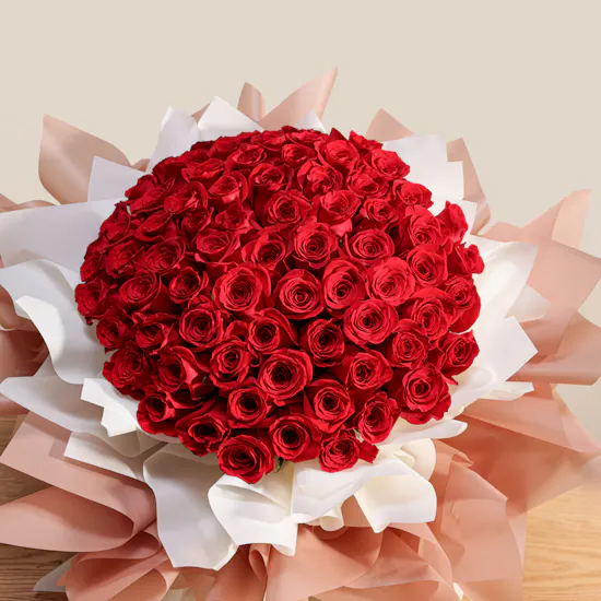 Romantic Red Roses Bouquet | 75 Flowers