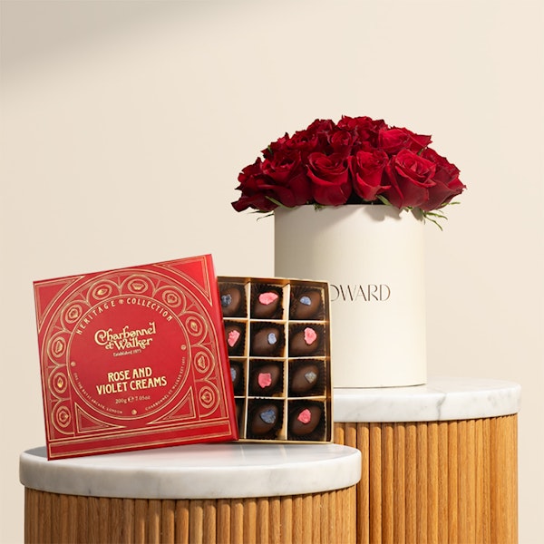 Charbonnel et Walker Rose and Violet Creams Chocolate Box | Blooming Red Roses Box
