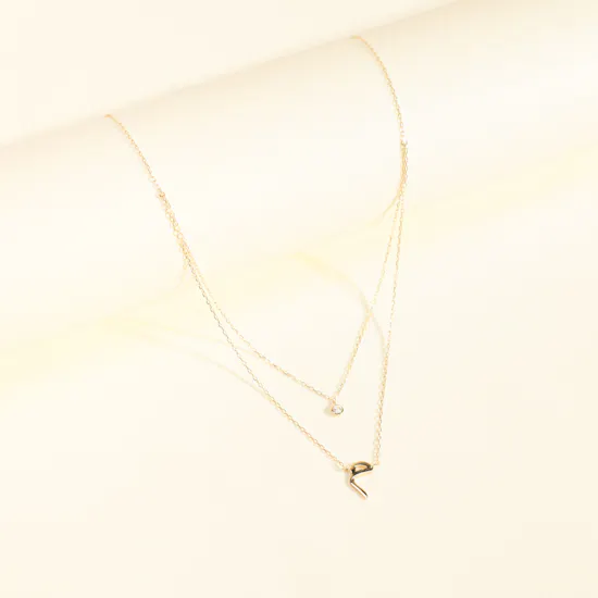 AV Jewelry Meem Letter in Arabic Gold Necklace