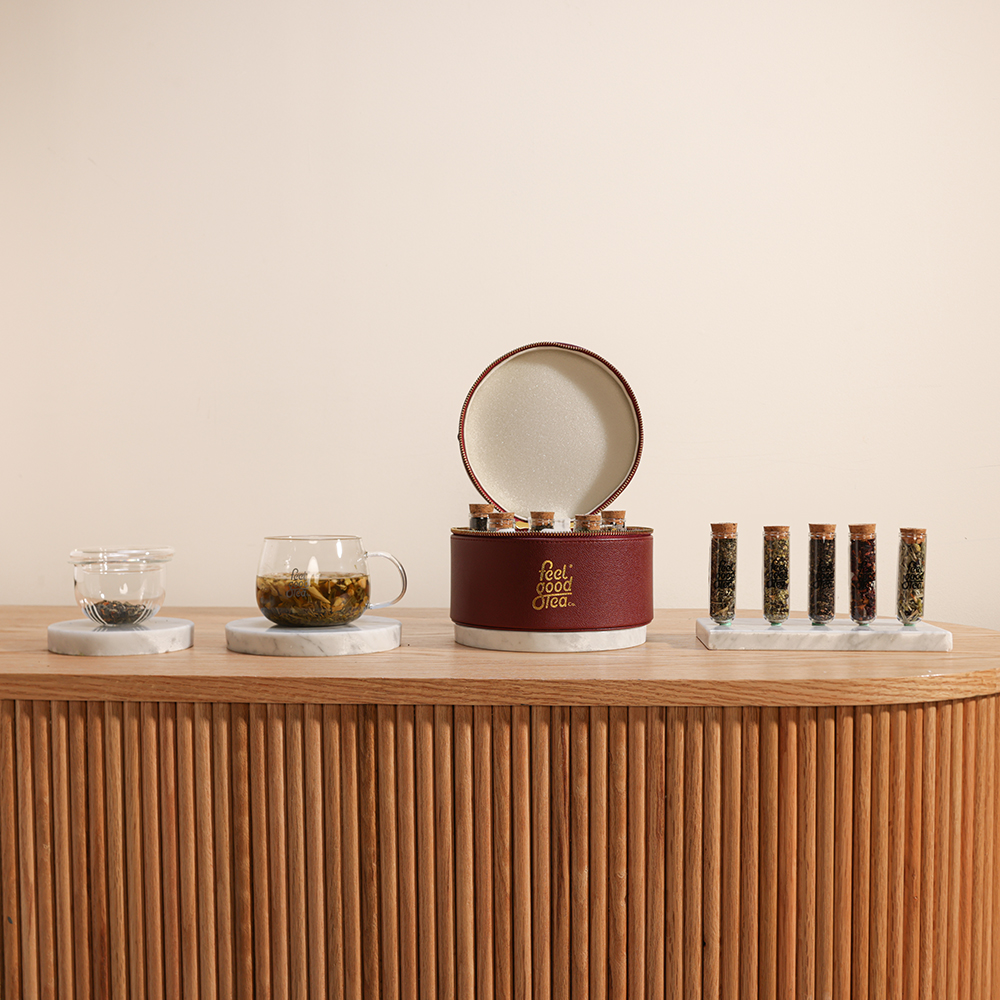 حقيبة شاي جلد بورغندي من فيل جود