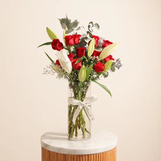 Crimson Elegance Flowers Vase