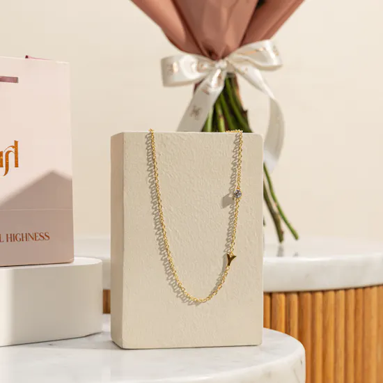 Hrh Letter Y Gold Plated Necklace | Love Flowers Bouquet