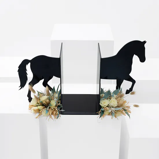 Black Horse Bookends | Baby Roses