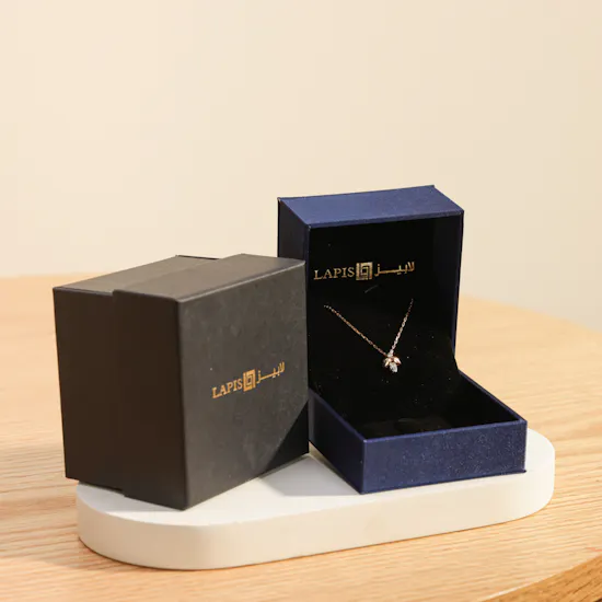 Lapis Diamond White and Rose Gold Pendant Necklace