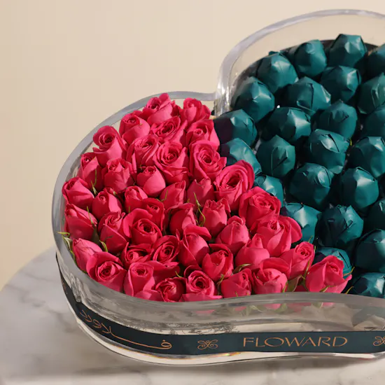 Floward Chocolate and Baby Rose A Heart to Remember