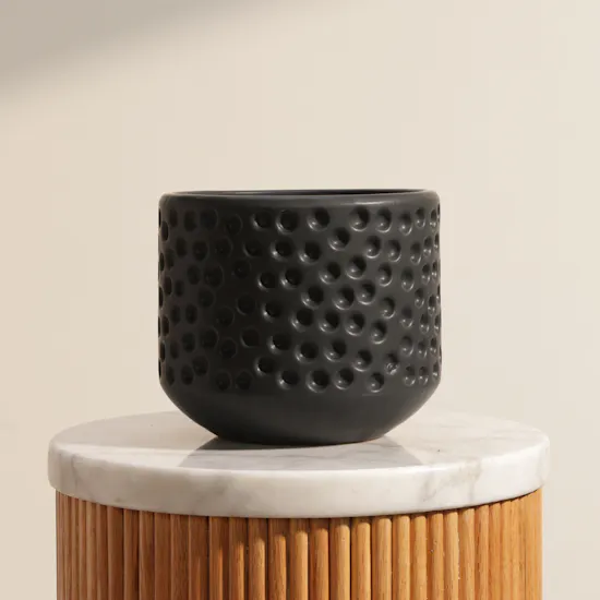 Flowerd Elegant Black Ceramic Vase