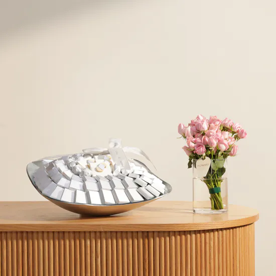 Patchi Premium Chocolate Silver Tray | Chic Flower Vase