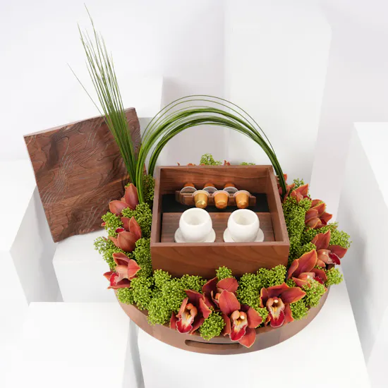 Saudi Artisanal Company Coffee Set | Orange Cymbidium