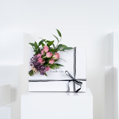 Candle Glee Gift Box With Flowers