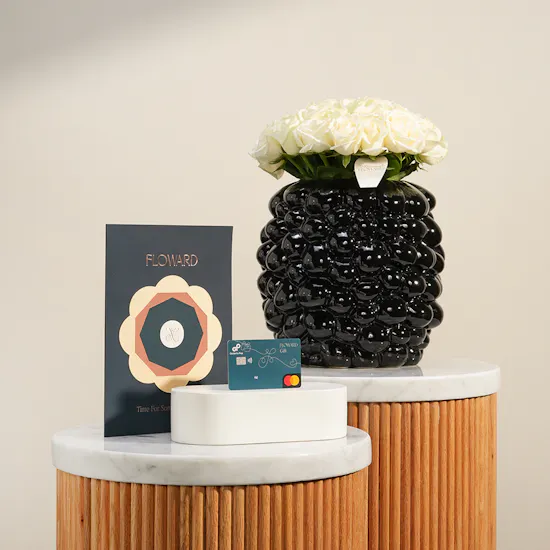 Floward Card 100 USD | Ivory Halo Flower Vase