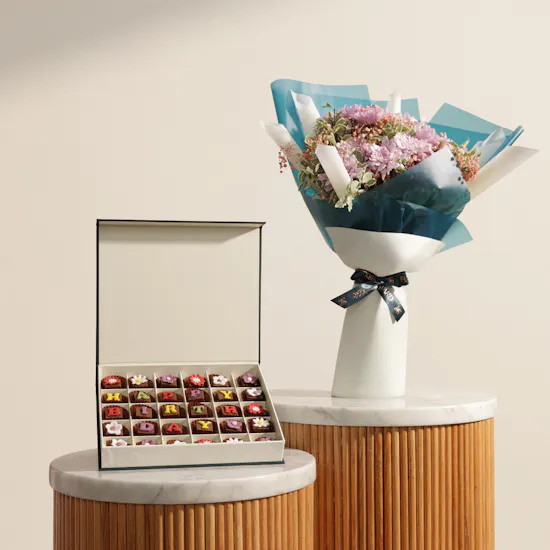 Floward Happy Birthday Medium Chocolate Box | Shiny Flower Bouquet