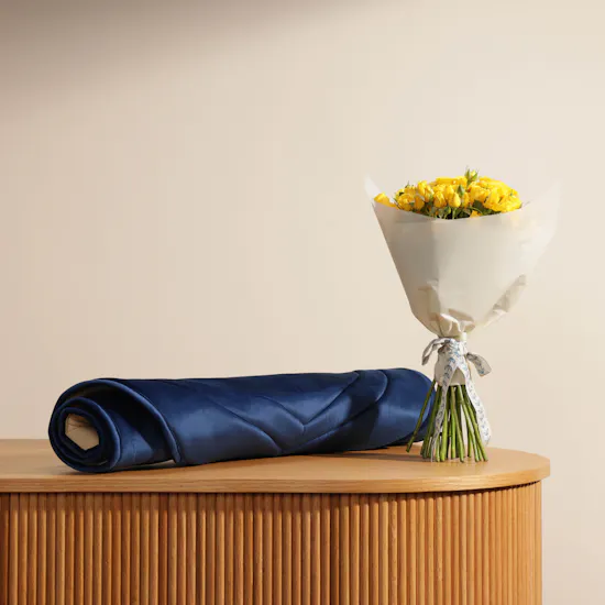 Blue Prayer Mat | Yellow Bouquet