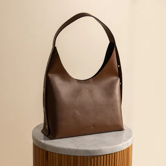 Minilet Brown Leather Bag With Eyelets
