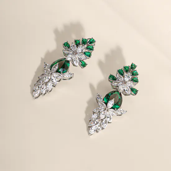 Floward Jade Bloom Silver Earrings