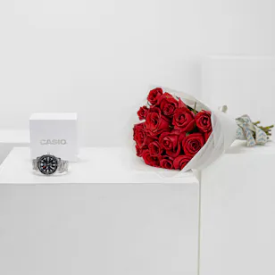 Casio Men's Stainless Steel Watch | Red Rose Casio Men's Stainless Steel Watch | Red Rose