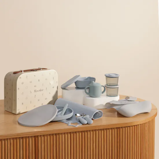 Moonkie Sky Blue First Bites Baby Gift Set