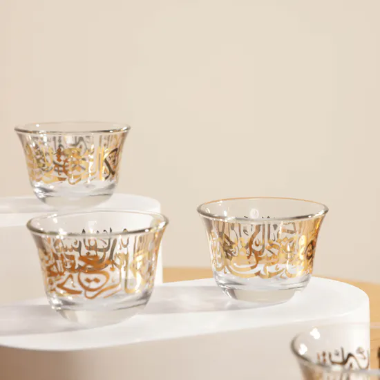 Dimlaj Glass Cawa Cup Set Kareem Gold/6pcs
