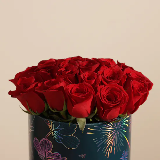 Crimson Red Rose Box | 25 Flowers