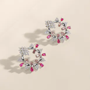 Floward Pink Sparkling Petaléa Silver Women’s Earrings 