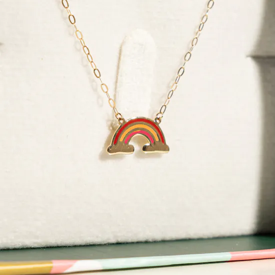 Miss L' Kids Gold Rainbow Enamel Coated Necklace