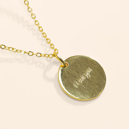 HRH I Love You Circular Gold Plated Necklace