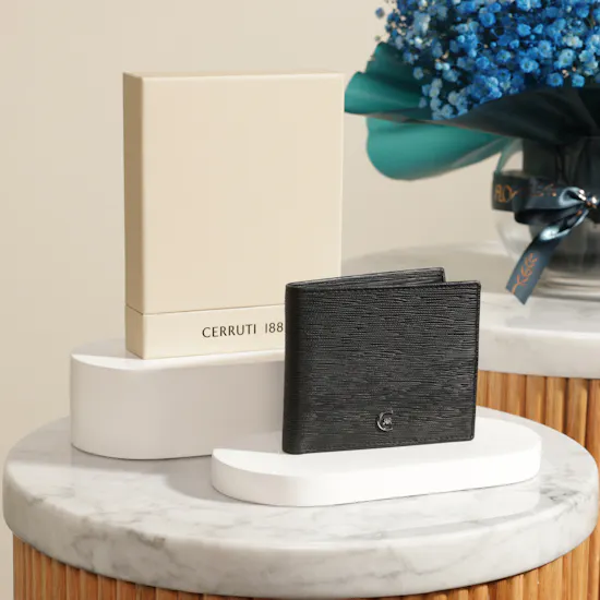 Cerruti 1881 Black Leather Men's Wallet | Meaningful Flowers