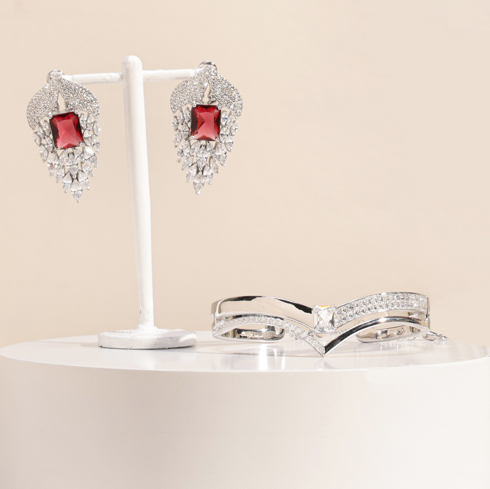 Floward Silver Jewelry Set | Red
