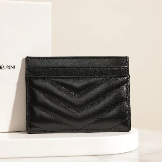 Saint Laurent Black Cassandre Matelassé Card Case