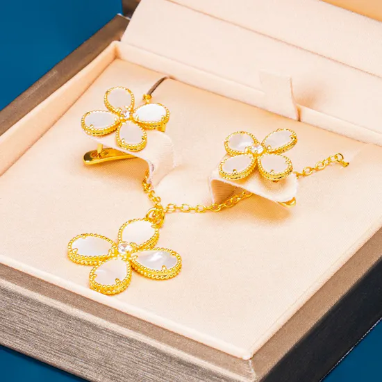 Ritzy Bloom Pearl Set | 18K Silver Plated | Pearl