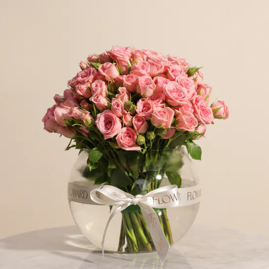 Pink Baby Rose Vase | 35 Flowers