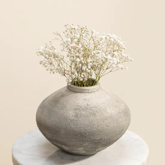 Ukiyo White Gypsophila Rustic Roots Vase