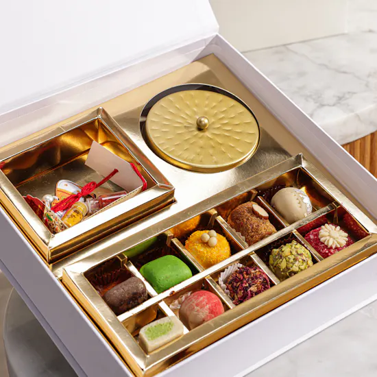 MyGovindas Rakhi Divine Bond Sweets Box | Warmest Affection Flowers