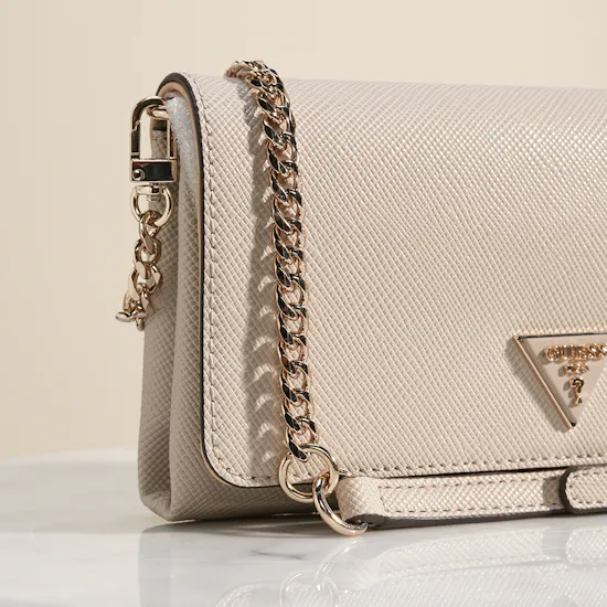 Guess Noelle II Women Beige Xbody Flap Organizer Crossbody Bag