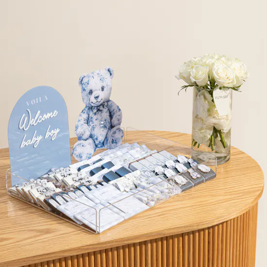 Voila Welcome Baby Boy Large Chocolate Tray | Sweet Arrival Flower