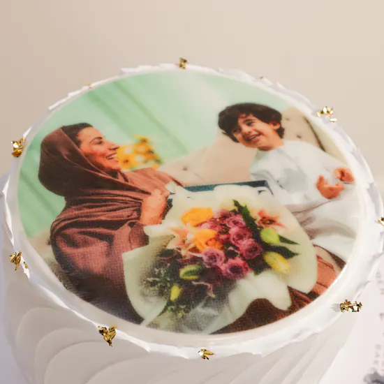 December Cake Personalized Photo White Cream Cake