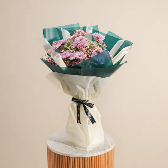 Shiny Pink Chrysanthemum Bouquet