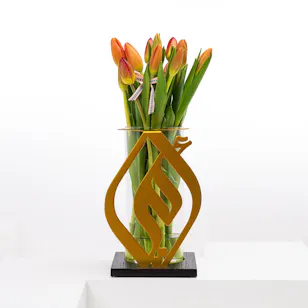 Golden Mom's Vase | Orange Tulips Golden Mom's Vase | Orange Tulips
