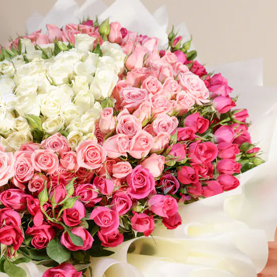 Vibrant Colorful Baby Rose Bouquet | 75 Flowers