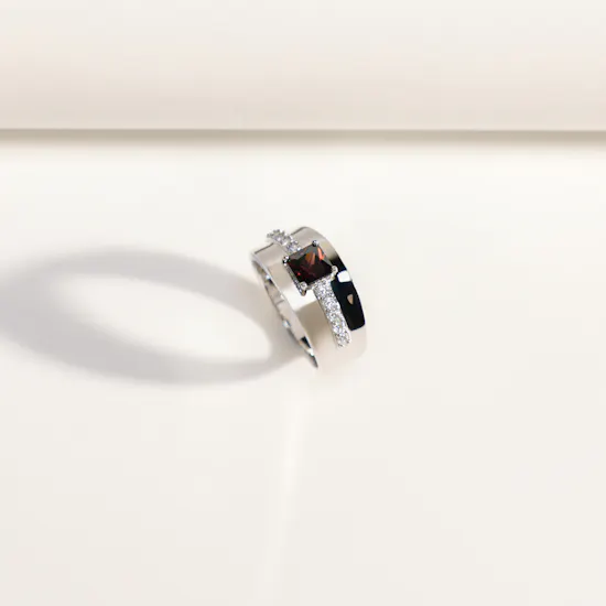 Floward Dark Brown Unisex Silver Ring | Size 7