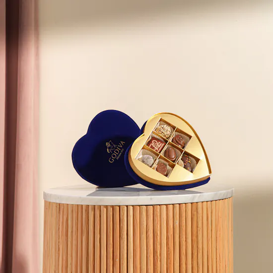 Godiva Blue Velvet Heart Chocolates Box