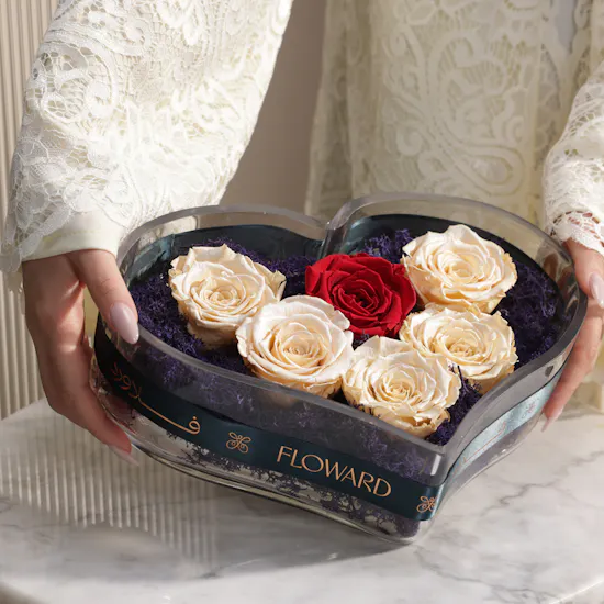 Preserved Royal Rose Heart Vase