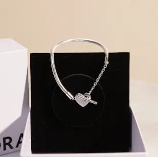 Pandora Moments Heart T-Bar Snake Chain Bracelet