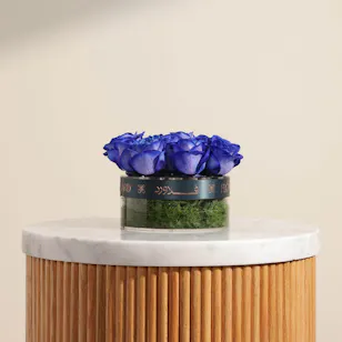 Dozen Blue Roses Vase