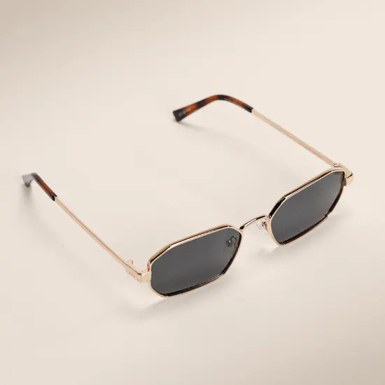 Le Specs Mythic Square Gold Smoke Mono Polarised Unisex Sunglasses