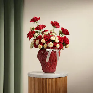 Elegant Red Flowers Vase