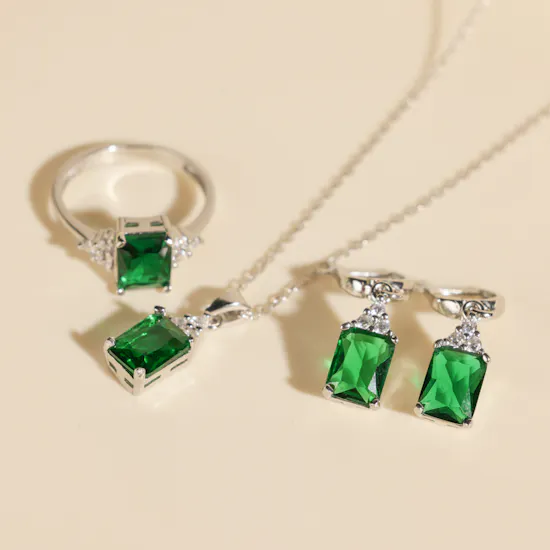 Zia Silver Emerald Women Set