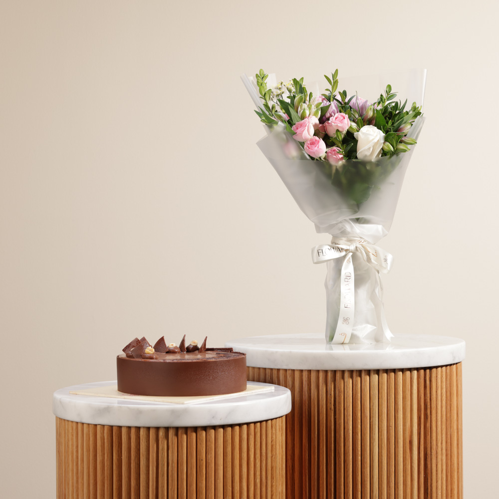 Cake Boutique Hazelnut and Coffee Cake | Flower Bouquet